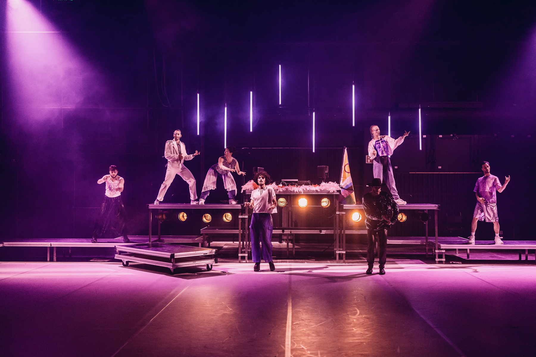 Photo of the performance Indigo Flamingo at Skånes Dansteater; Credit: Ali Jehad
